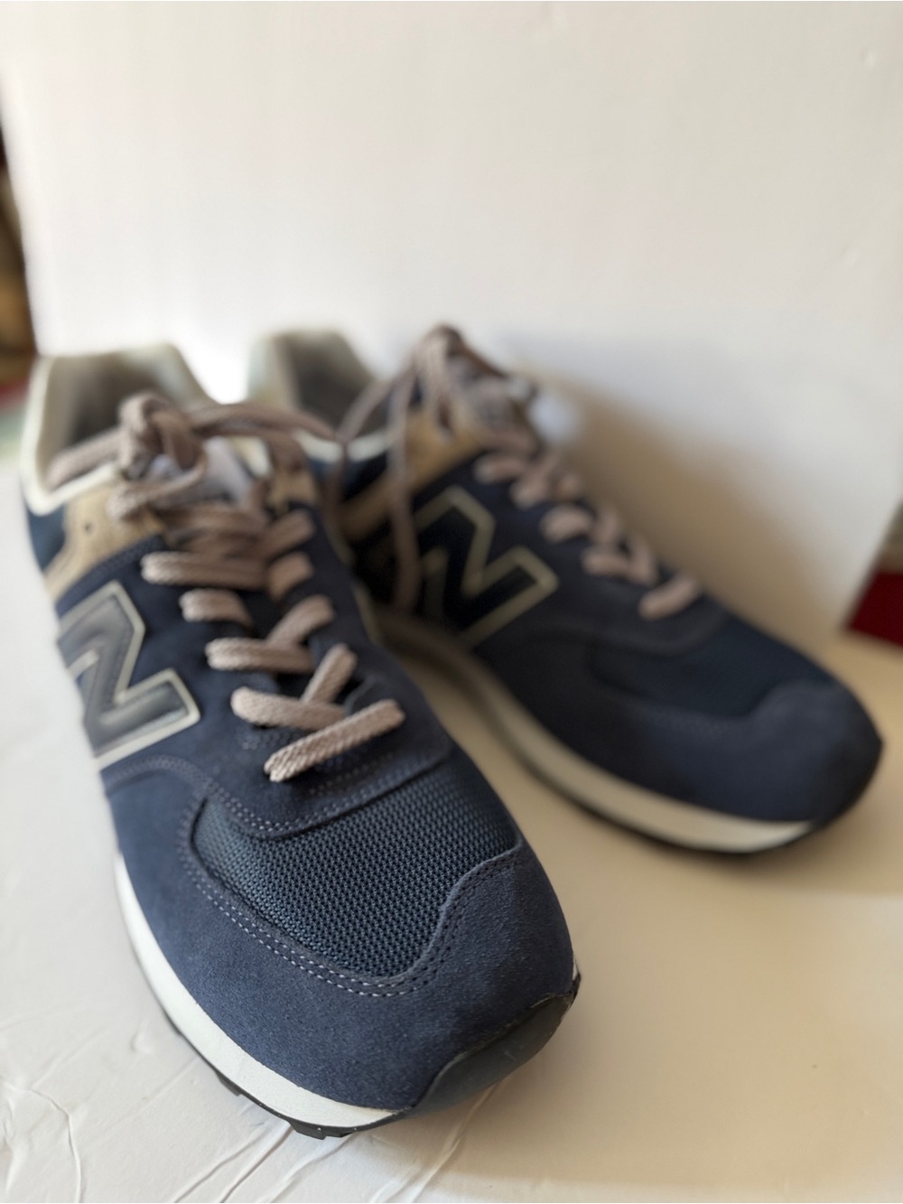 New Balance Men's Navy and Taupe Lace-Up Sneakers